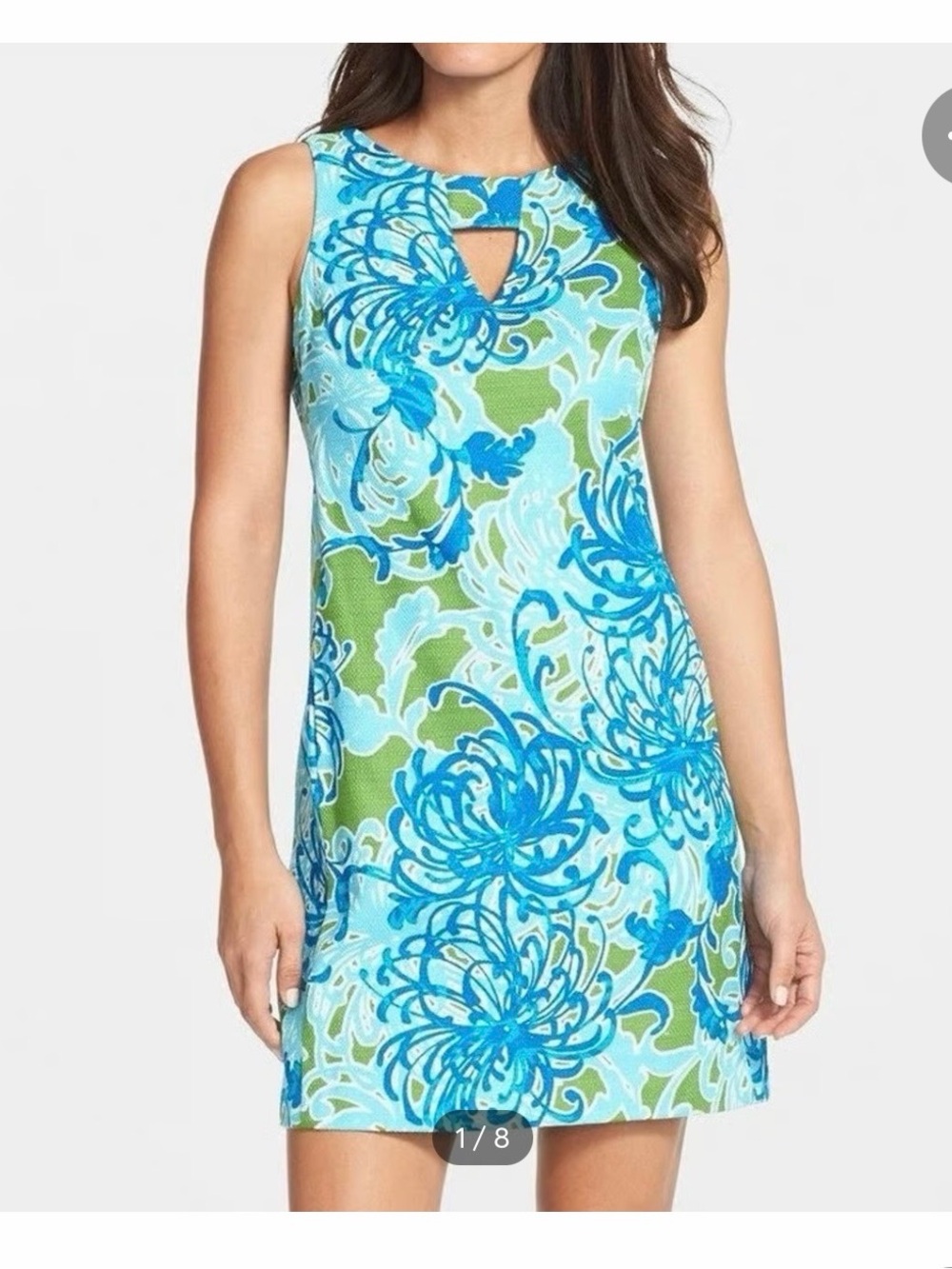 Taylor Keyhole Floral Sheath Dress Sleeveless Blue/Green/White Sz 9